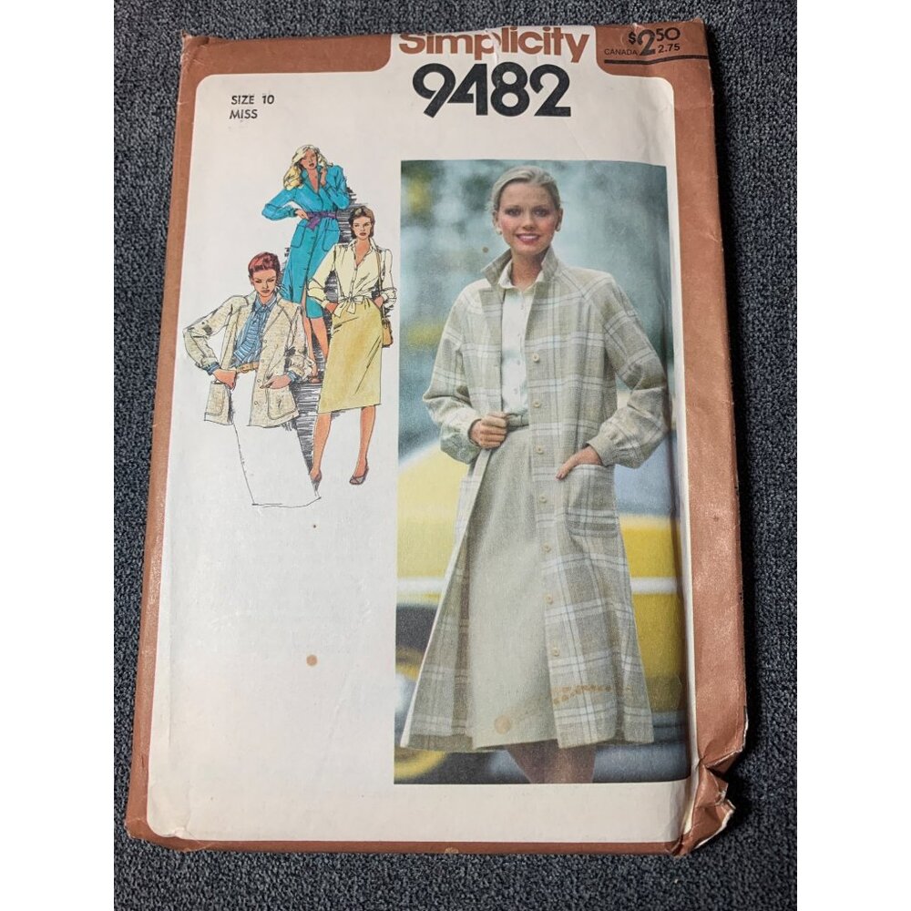 Simplicity Coat Jacket Dress Skirt Blouse Sewing Pattern Size 10 9482 - uncut